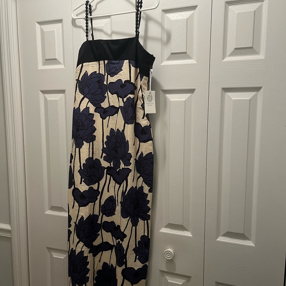 Floral Black and Purple Midi Cocktail Dress